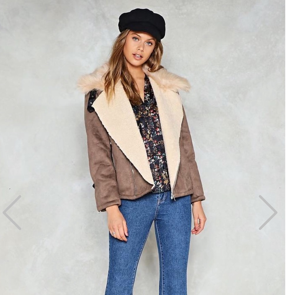 BRAND NEW Nasty Gal fur line coat